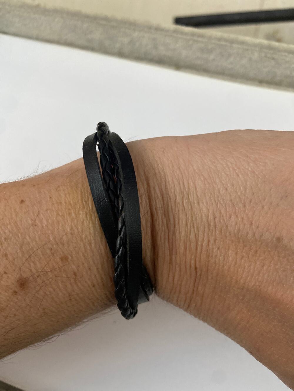 Black leather bracelet